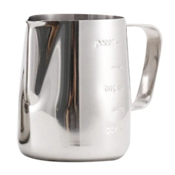 

304 Stainless Steel Pull Cups Inner and Outer Scale Fancy Coffee Pointed Mouth Pull Pull Cylinder Milk Foam Cup 350Ml