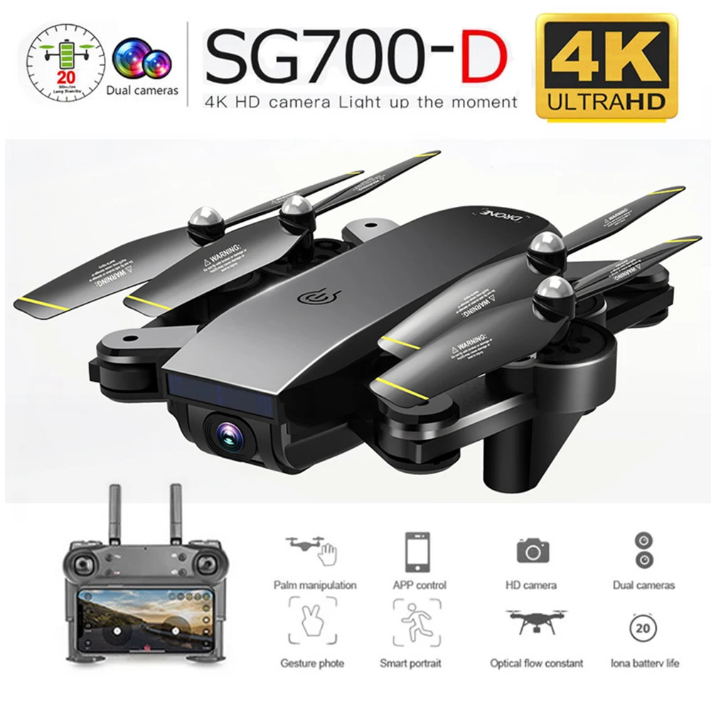 

SG700-D WiFi FPV RC Drone Dual Camera Folding HD aerial 4K 1080P 720P Optical Flow Drone Wide-angle Real Time Aerial Quadcopter