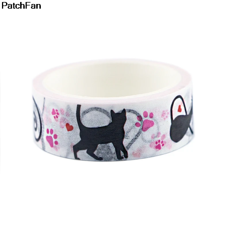 Patchfan Мультфильм Черный кот Забавный DIY Скрапбукинг липкий клей Васи бумага маскирующая лента печатные узоры наклейки Наклейка A2592