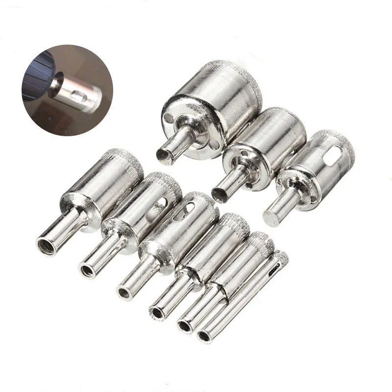 1set Diamond Coated Drill Bit 6-50mm for Tile Marble Glass Ceramic Woodworking Cutting Hole Opener Bit Power Tool Accessories shdiatool inch lightning tooth diamond core drill bit opener brick ceramic hole saw cutter porcelain crowns tile granite marble