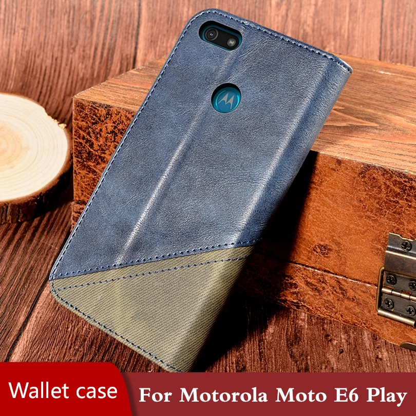 Leather book case for Motorola Moto E6 Play back Cover magnetic shockproof phone wallet on cover housing | Мобильные телефоны и