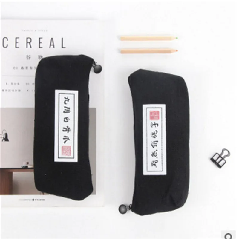 

Creative Chinese Gest Kungfu Cheats Canvas Pencil Bag School Student Pencil Case Storage Stationery Bag Storage Organizer Bag