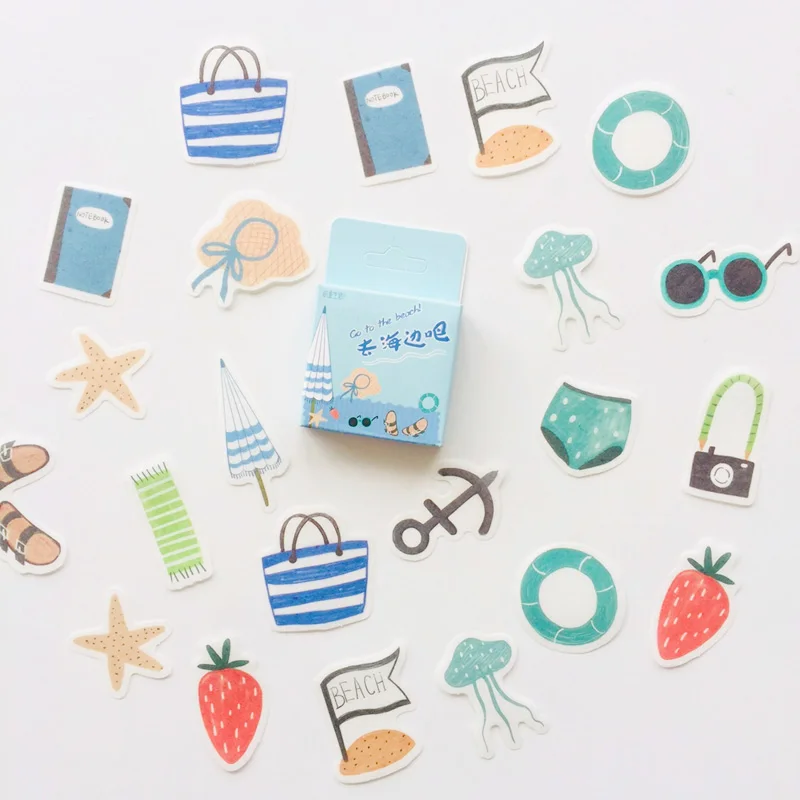 

45 pcs /Box Summer Style Go to Beach Washi Paper Decorative Stickers Decoration