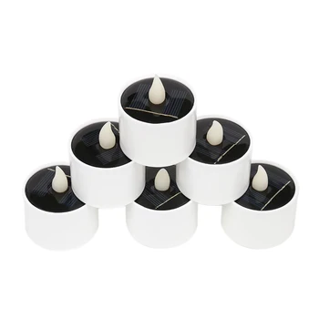 

6Pcs Solar Candles Light Flameless Rechargeable LED Candles Lights Tea Lamps for Home Bar Bedroom Living Room Garden