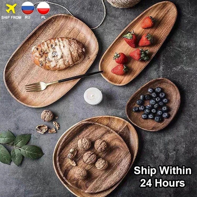 Tableware-Set Pan-Plate Saucer Tea-Tray Dessert Fruit-Dishes Wood Oval Irregular Lovesickness