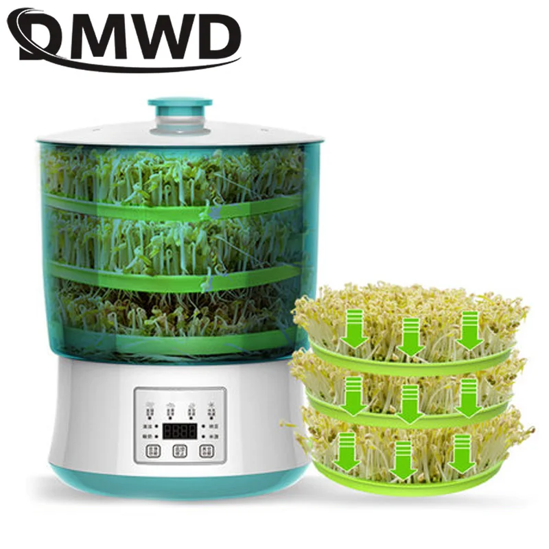 Electric Intelligence Bean Sprouts Maker Yogurt Machine Natto Rice Wine Green Seed Vegetable Seedling Growth Bucket 2/3 Layers yogurt maker