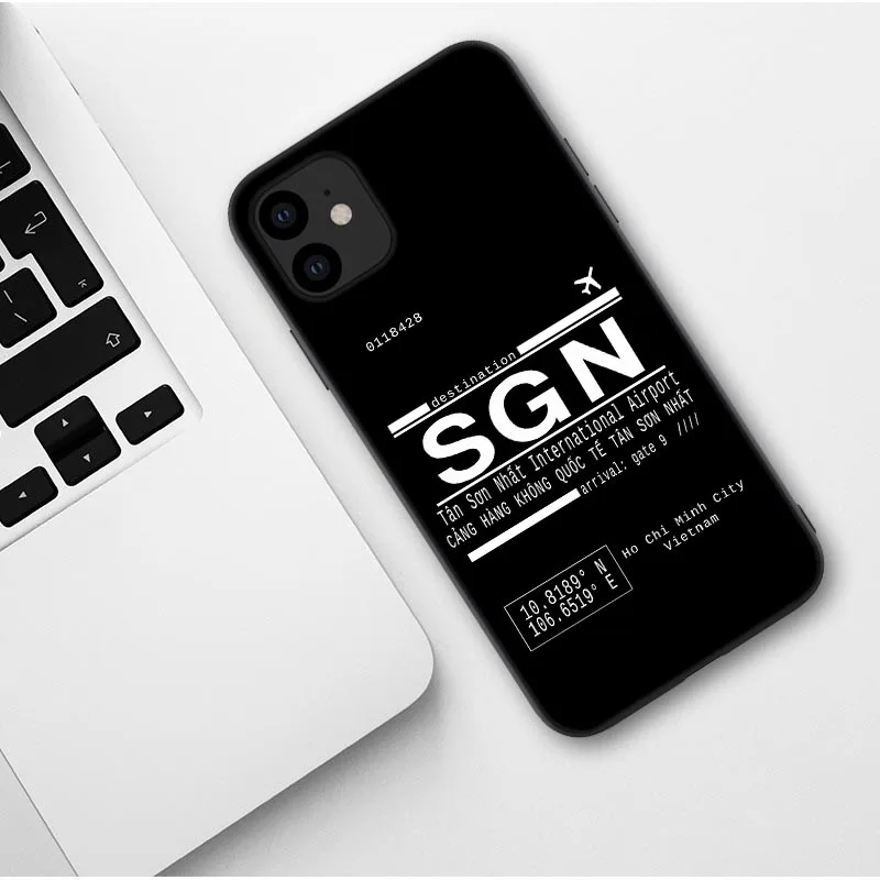 TPU Забавный мягкий чехол для телефона с кодом аэропорта для iPhone 11 Pro Max, мировые дорожные бирки, силиконовый чехол для iPhone xs 7 8 Plus X XR XS MAX - Цвет: TPU