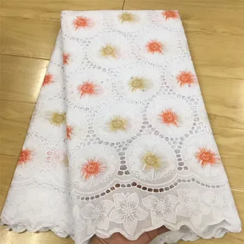 

Nigerian lace fabric white swiss voile cotton lace with stones high quality dubai fabrics tissu african dry lace fabrics 5yards
