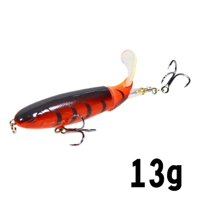 1 Pcs 10cm/14cm Topwater Fishing Lure Whopper Popper Artificial Bait Hard Plopper Soft Rotating Tail Fishing Tackle Fishing Bait B