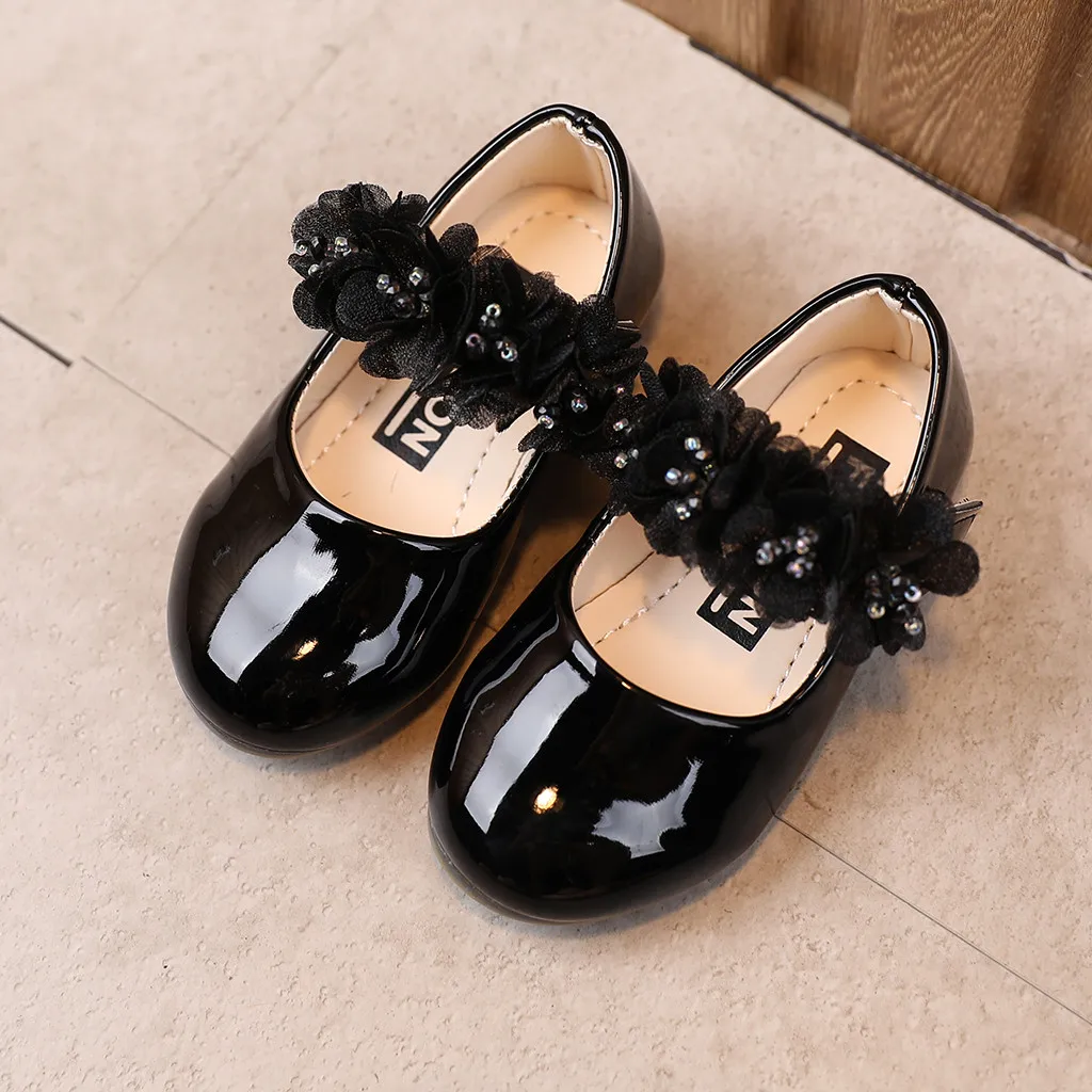 TELOTUNY Kids Girls Summer Soft Soled Flower Solid Color Casual Sandals Leather Slip-on Dress Party Princess Shoes First Walker