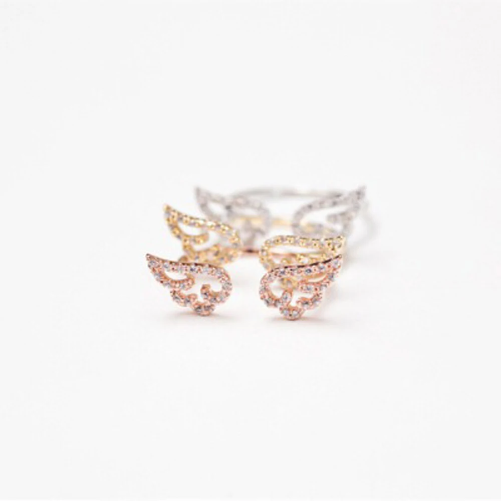 

Fashion Angel Wings Full Rhinestone Wing Opening Adjustable Ring Female Fashion Jewelry Cute Ring Accessories