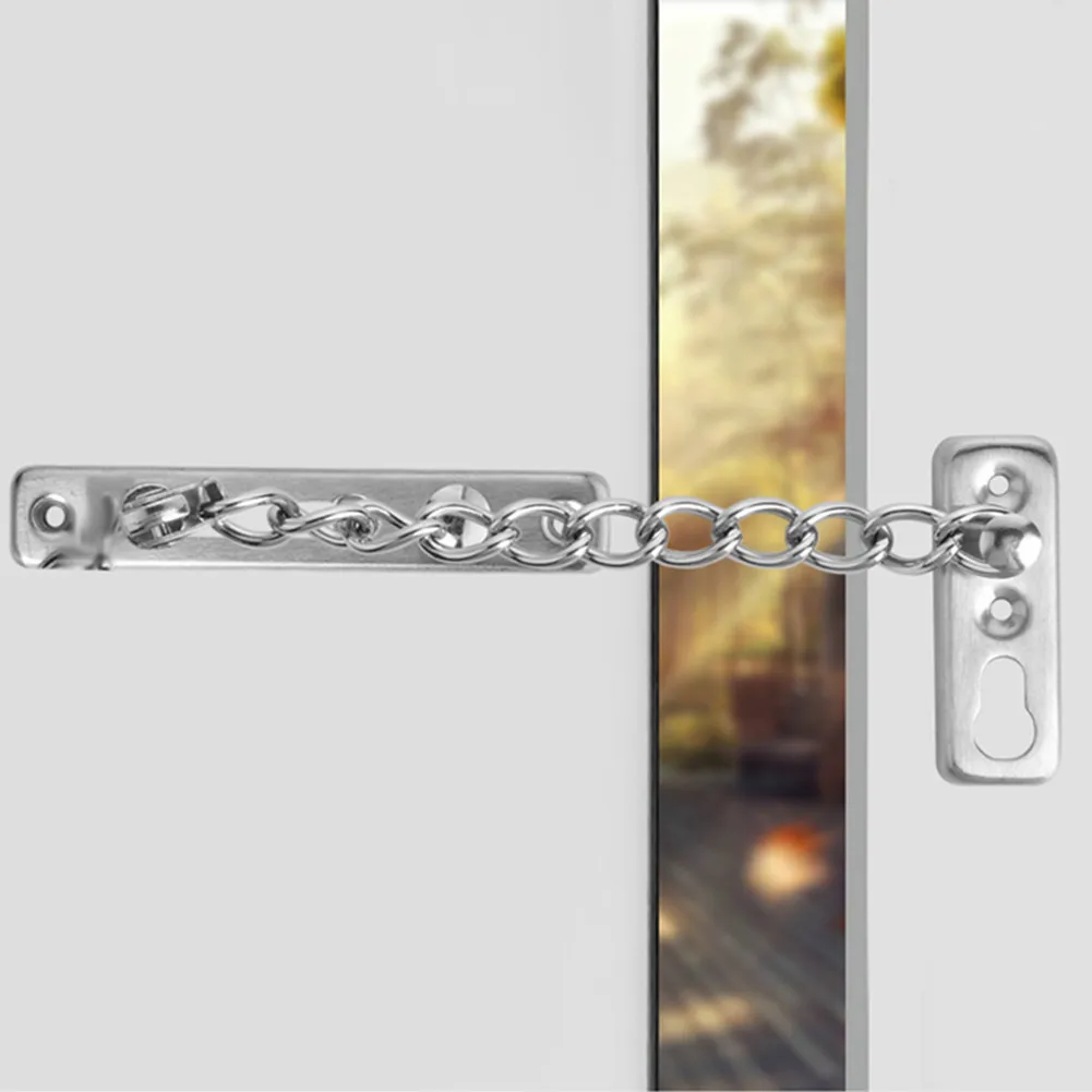 Description Picture 5 of item1PC Stainless Steel Security Guard Chain Bolt Locks Safety Slide Bolt Chain Lock Guard Cabinet Latch Anti-theft Door Hardware