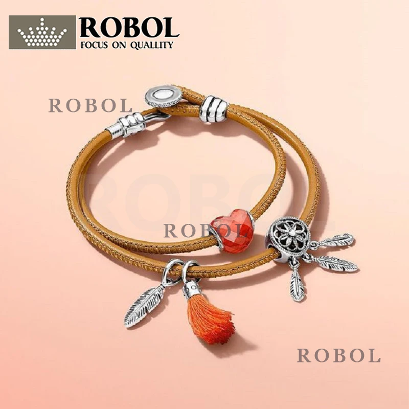 

Spiritual Feather Necklace Pendant and Orange Love Pendant 2021 Popular Style 100% 925 Sterling Silver Red Love Beads