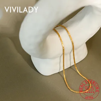 

VIVILADY Real 925 Sterling Silver INS Simple Round Car Flower Snake Bone Women Choker Necklace Chic Trendy Female Fine Jewelry