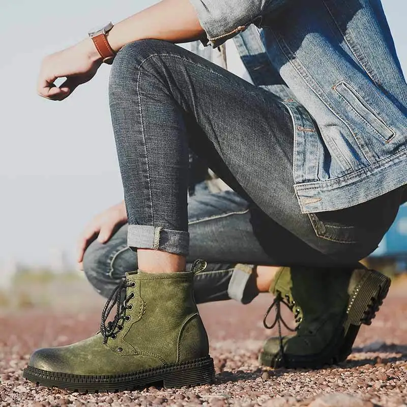 

New Style Autumn And Winter Hight-top Versatile MEN'S SHOES Retro Wear-Resistant plus Velvet Warm Men's Martin Boots Desert Boot