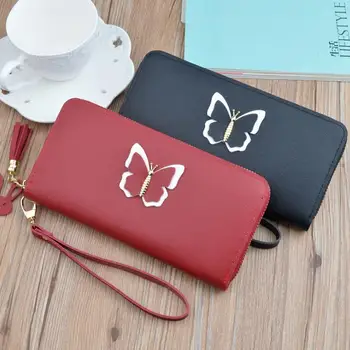 

2020 new Long Wallet women's zipper wallet zero wallet Korean butterfly handbag large capacity mobile phone bag