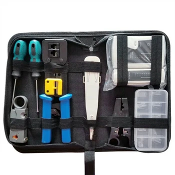 

HOT-RJ45 Network Tester Tool Kit LAN Cable Wire Cutter Crimper Crimping Pliers Maintenance Tool Set Bag