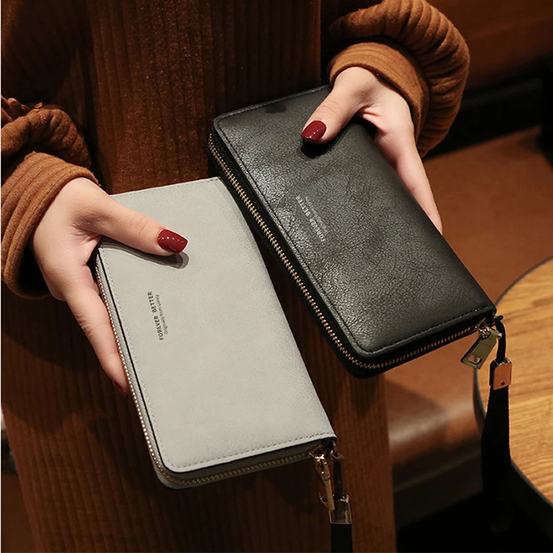 Aliwood hochwertige lange Leder Damen Brieftasche Clutch Reiß verschluss Geldbörse Geld klammer Karten halter Telefon paket Cartera Femenina