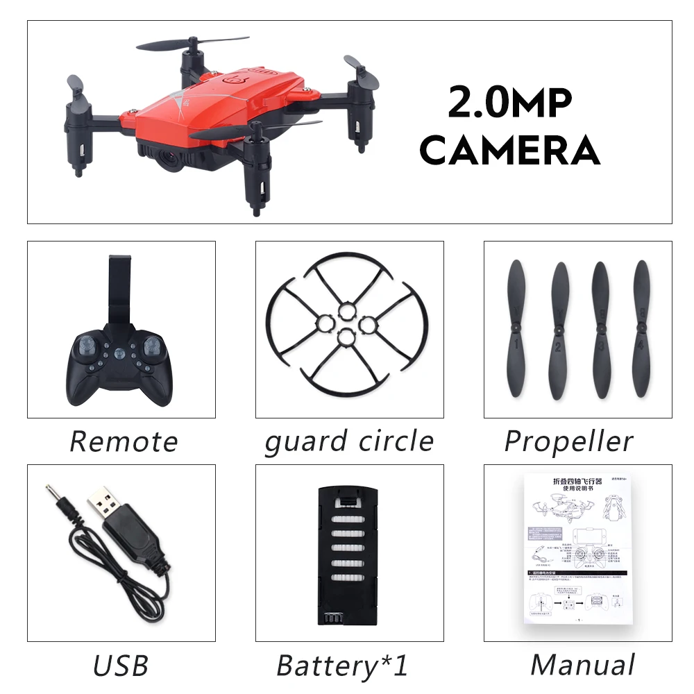 LF602 мини Дрон складной с WiFi HD камера Радиоуправляемый квадрокоптер Вертолет FPV дроны пульт дистанционного управления квадрокоптером игрушки малыш - Цвет: Red 2.0P 1B