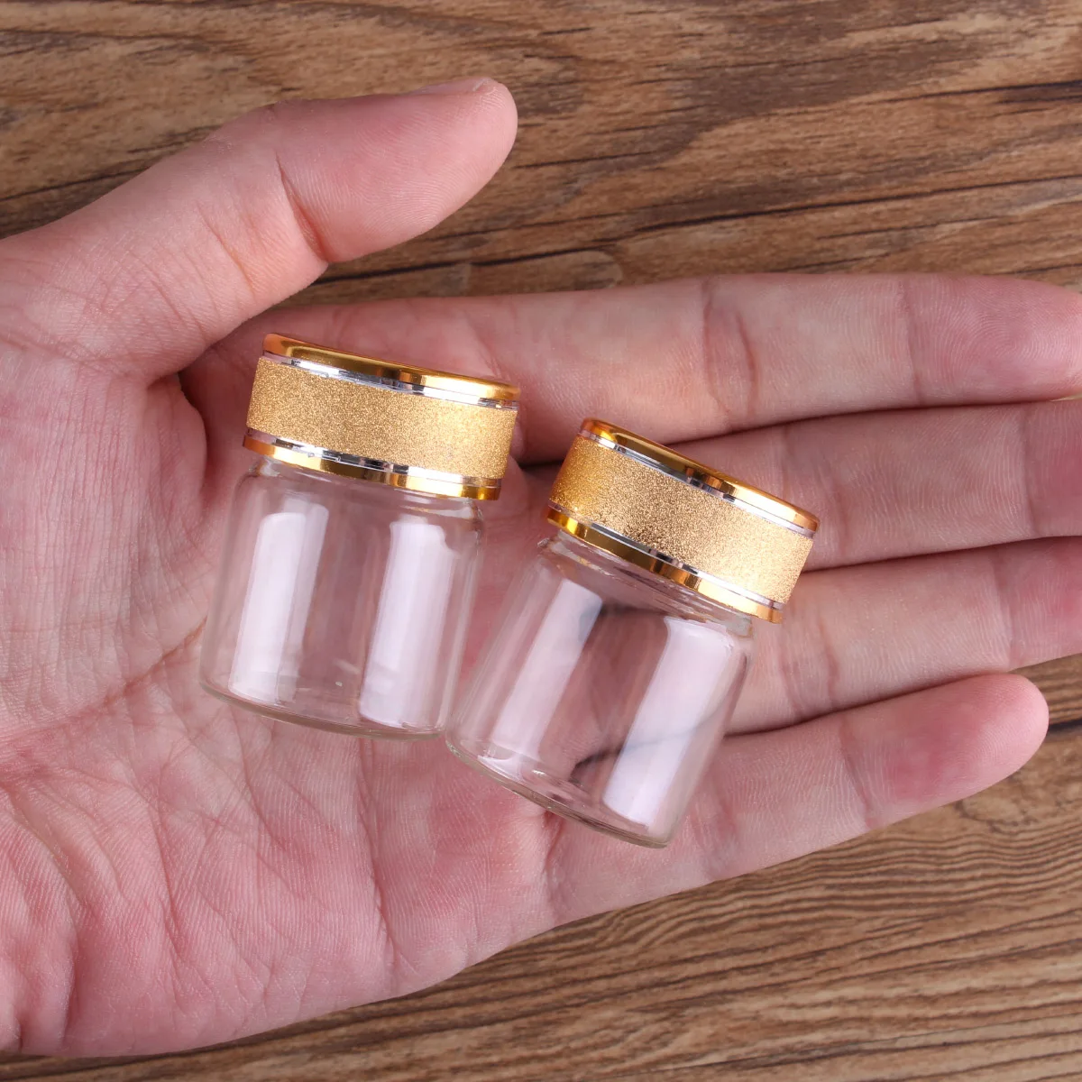 24 pieces 15ml 30*40mm Glass Bottles with Golden Frosted Caps Transparent Glass Perfume Bottle Spice Bottles Spice Jars 6