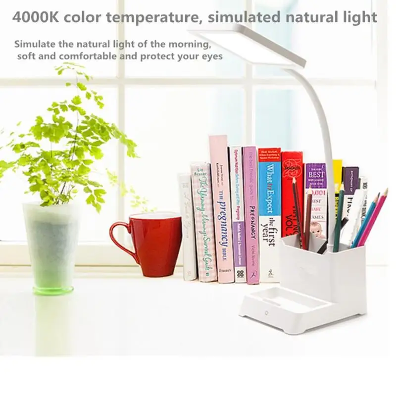 5W 32 LED Desk Lamp Stepless Dimmable Eye Protect 1200mAh Lamp w/Pen Holder Smart Home Table Light for Working Learning Eye Care