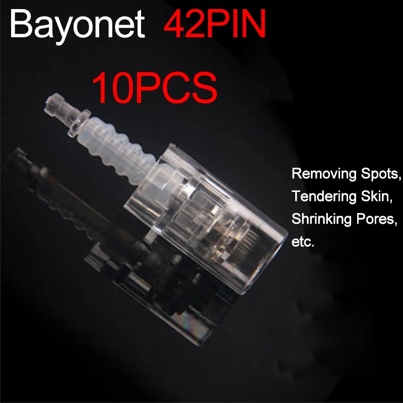 10pcs 42PIN need Байонетная ручка D r игольчатый картридж наконечники для рукоделия отшелушивающее устройство для сужения пор Электрическая Микро-роликовая ручка терапия инструменты для красоты - Цвет: 10pcs 42PIN need