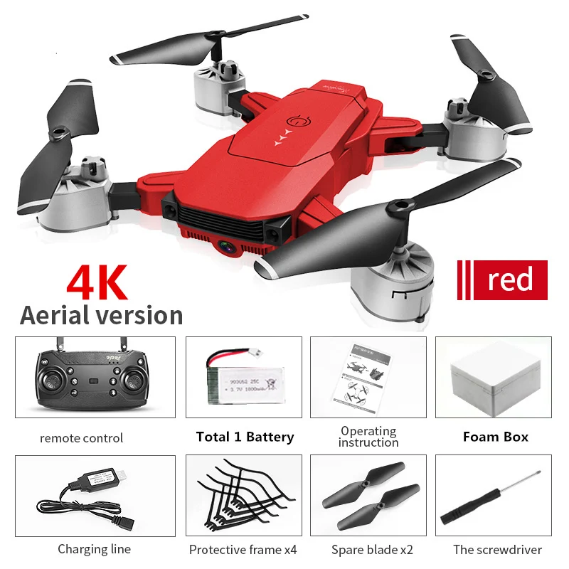 HJ29 Радиоуправляемый Дрон с 4K Wifi HD камерой селфи Квадрокоптер парящий складной Квадрокоптер Радиоуправляемый вертолет игрушка для начинающих подарок - Цвет: Red 4K Foam Box 1