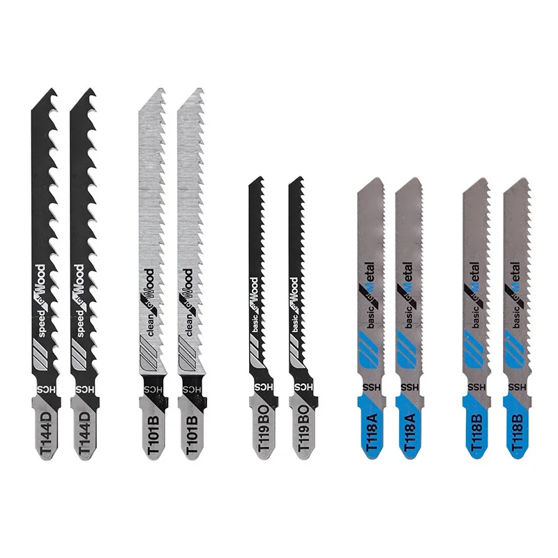 

10pcs Assorted T-Shank Jigsaw Blades Set Metal Plastic Wood Jig Saw Tool Kits