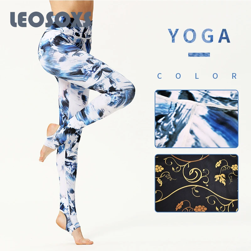 Женские Штаны Для Йоги LEOSOXS модные эластичные леггинсы с высокой талией и принтом