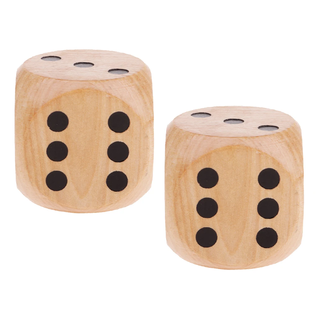 2x Creative Large Wooden D6 Six Sided Dices Set For DND RPG Party Games Wood