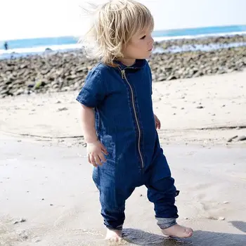

Super Soft Denim Ins Children's Clothing Spring Autumn Baby Girl Boy Jumpsuit Robe Irregular Climbing One-pieces Suit Romper