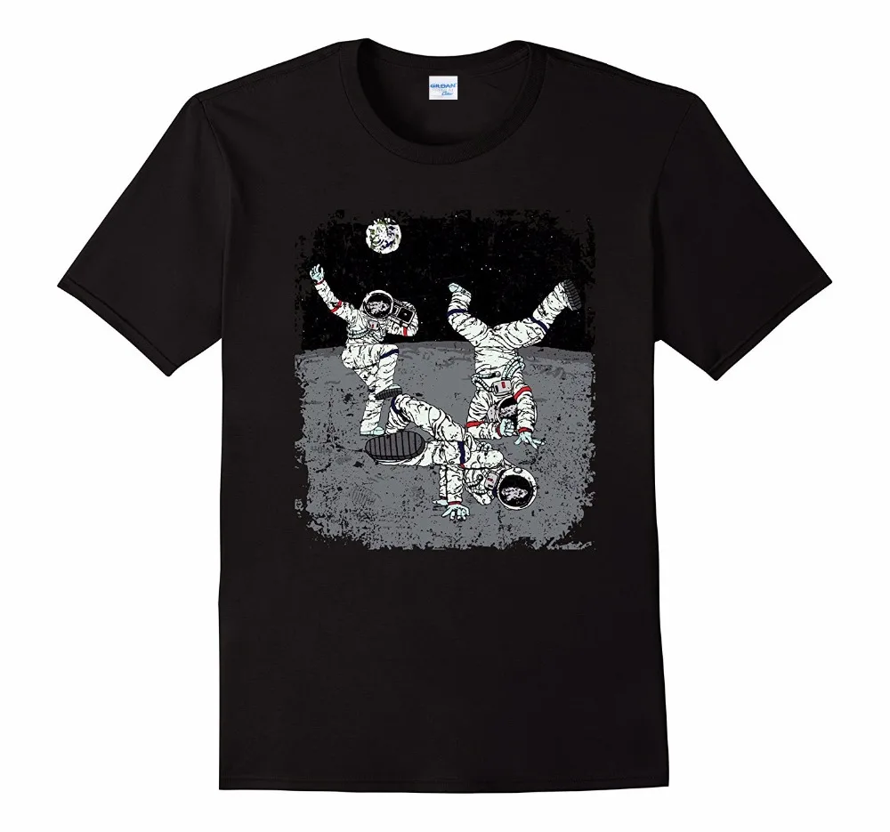 

2019 100% Quality Cotton Mens Print T Shirt 100% Cotton Bboy Shirt Breakdancing Astronauts On The Moon Tee Shirts