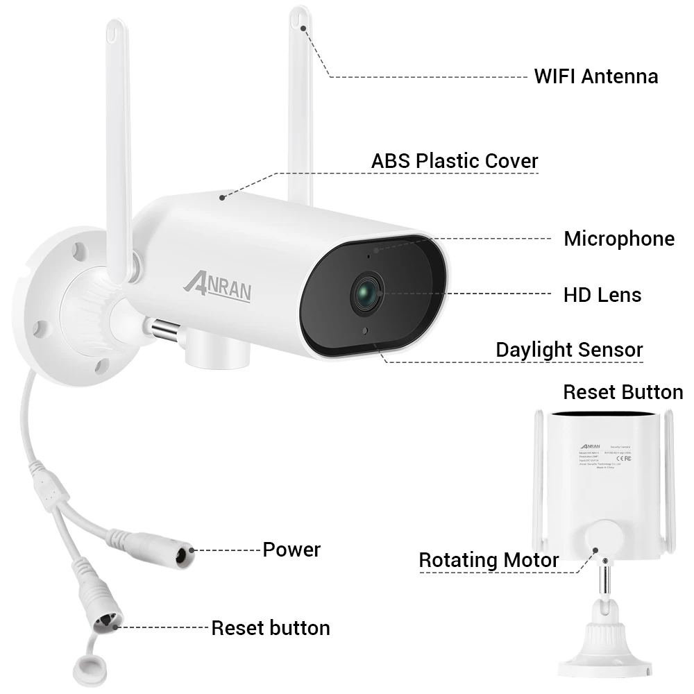 ANRAN 3MP PTZ Wireless Surveillance Camera System Audio Record CCTV System Night Vision NVR Set No Nailing Design Outdoor NVR