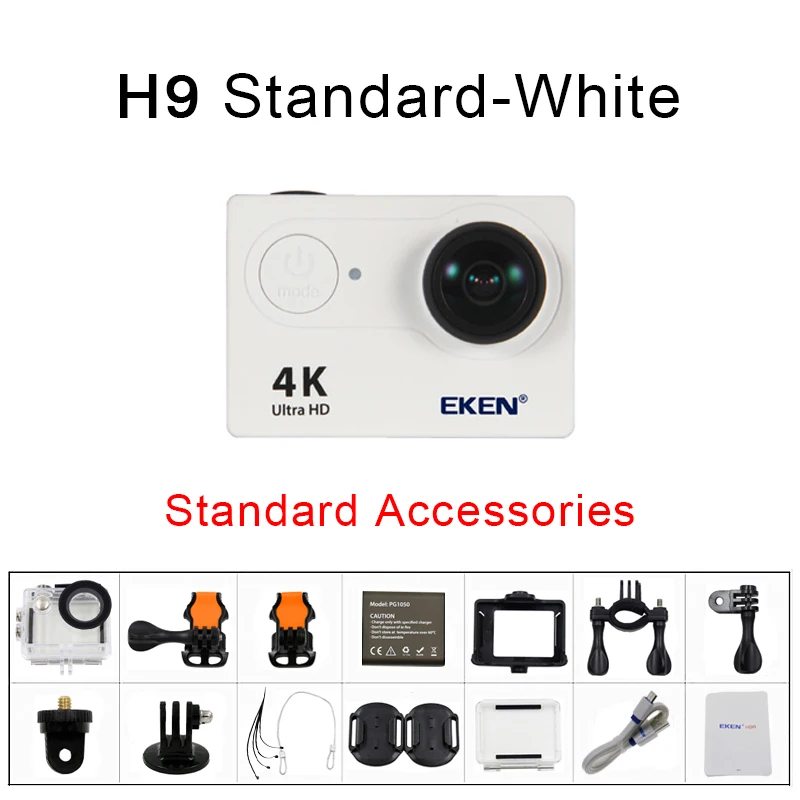 H9 White Экшн-камера 4 K/30FPS 1080 p/60fps 20MP Ultra HD Mini CAME Cam WiFi водонепроницаемая Спортивная камера от eken H9 H9R - Цвет: H9 White
