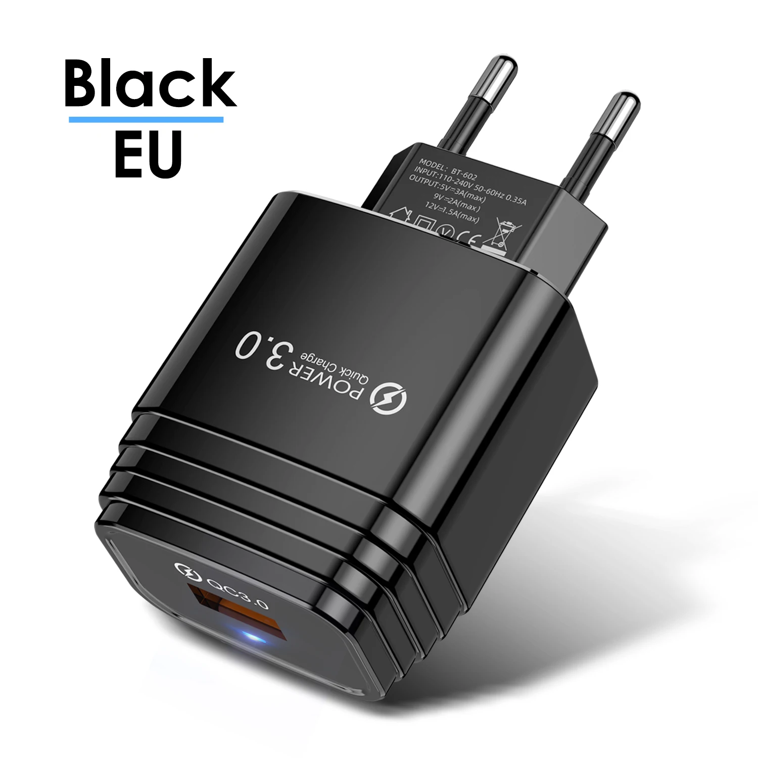 Lovebay quick charge 3.0A USB зарядное устройство для мобильного телефона 18 Вт Быстрая зарядка ЕС вилка Мобильный телефон настенное зарядное устройство адаптер для iphone - Тип штекера: EU.Black