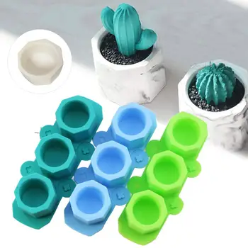 

3 Holes Geometric DIY Succulent Plant Flower Pot Silicone Mold Concrete Ashtray Candle Holder Mold Gypsum Cement Fleshy Pot