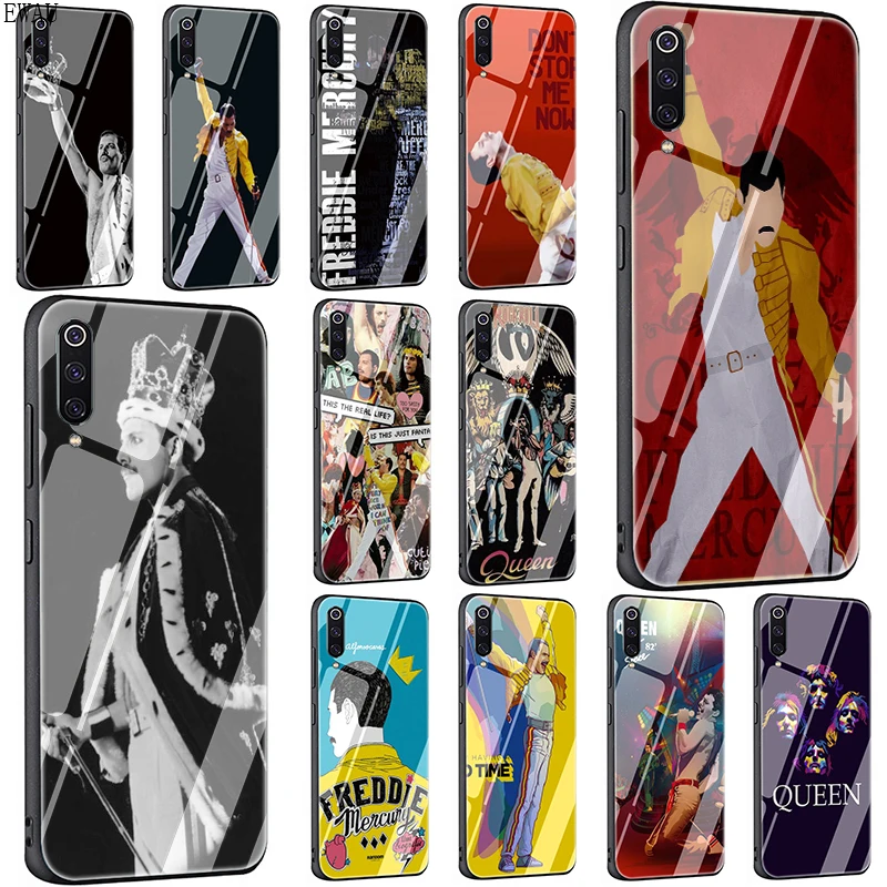 

EWAU Queen Freddie Mercury Tempered Glass phone case for Xiaomi 5X 6X 8 Lite 9 A1 A2 F1 Redmi 4X 6A Note 5 6 7 pro