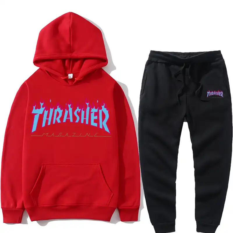 冬パーカースーツの男性のファッションフリース赤パーカー黒ブランドジョガースーツトラックスーツスウェットシャツ女性プルオーバー メンズセット Aliexpress