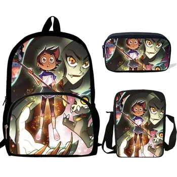 

BULEFLYER The Owl Houseing Backpack for Girls Kids School BackPack Book Bags 3Pcs School Bag Sets Teenager mochila escolar