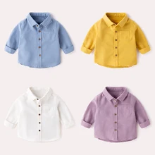 Рубашки для маленьких мальчиков г. Новая школьная блуза с длинными рукавами на осень детская одежда белые рубашки для маленьких мальчиков белая блуза Топ