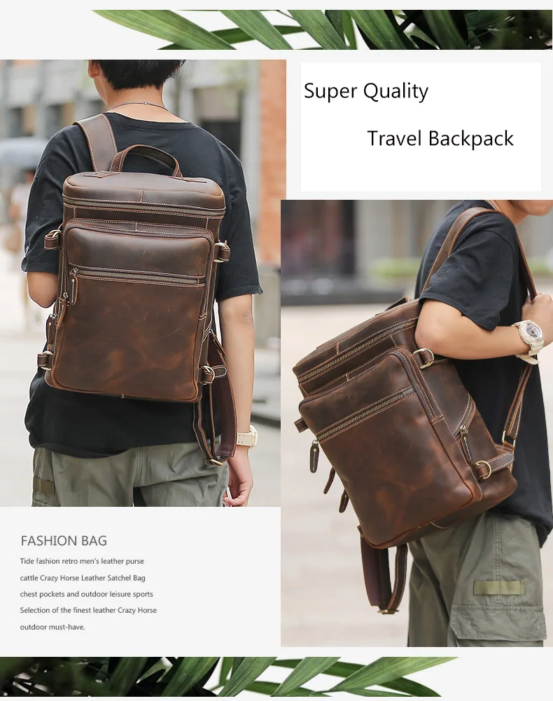 Large Leather Backpack Men Luxury Designer Laptop Bagpack for Man Backpack for School Bag Travel Backpack Bag Men's Daypack 3