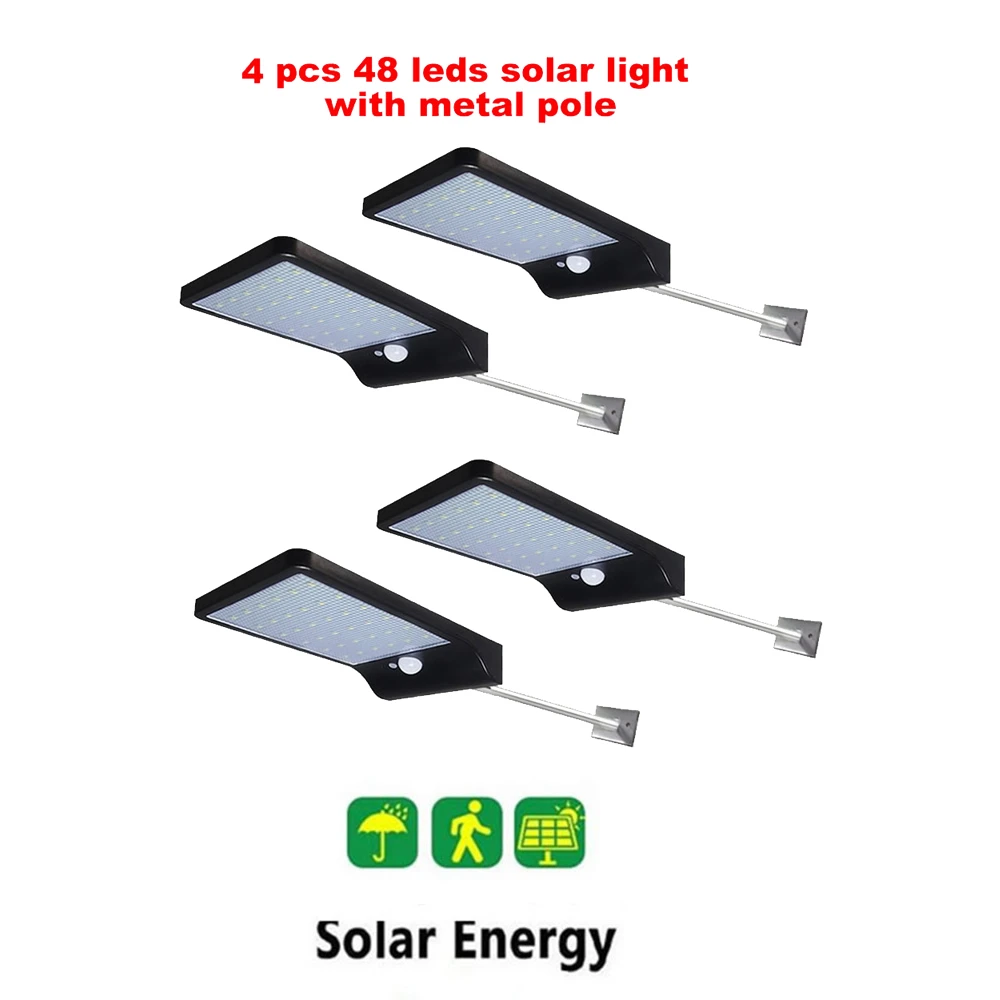

2/4pcs 48 LEDs Solar Light Human Body PIR Motion Sensor Wall Light Outdoor Waterproof Street Path Home Garden Energy Saving Lamp