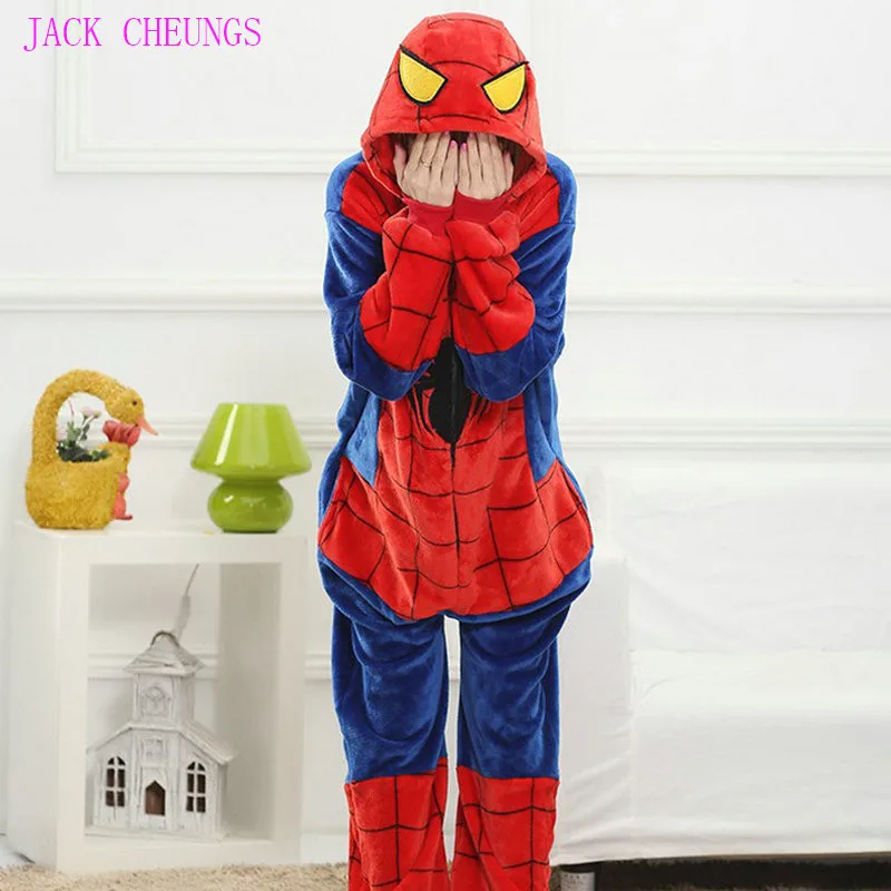 Spiderman Комбинезон кигуруми с коровой, Винни, Китти, тигром, костюм животного, комбинезон, пижама, пижама, сова, унисекс, пижама, лев, леопард, кот, свинья, пчела - Цвет: Spiderman