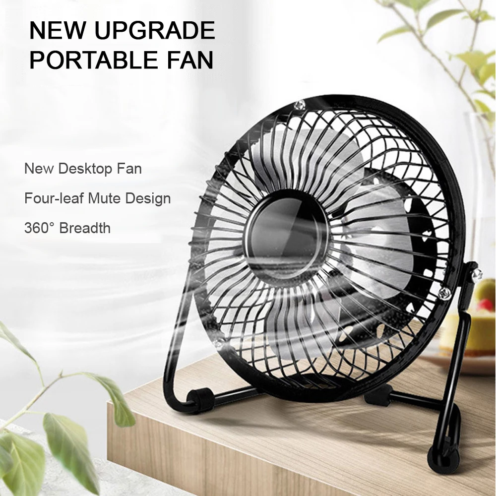 Mini USB Fan Portable Fans Metal Cooler Cooling 3 Blades Desktop  Mute Fans Silent Universal For Car  Notebook Computer Desk Fan