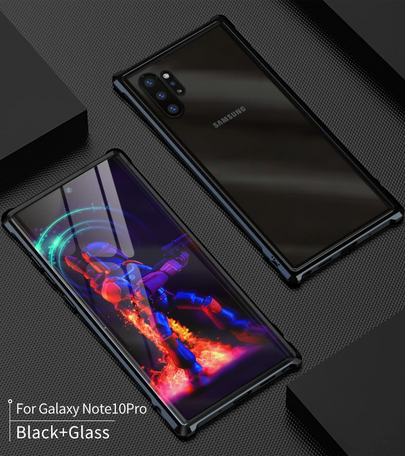 Металлический стеклянный чехол для samsung Galaxy Note 10 Pro 10++ алюминиевая рамка корпус бампер задняя прозрачное стеклянное покрытие для samsung Note10 чехол