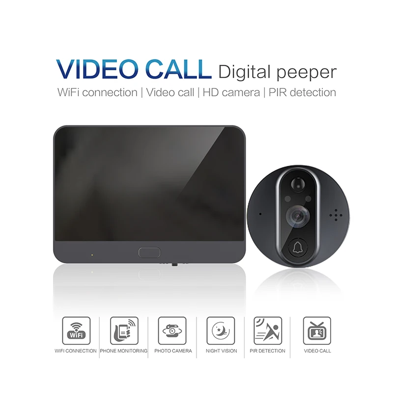 4,3 pulgadas HD WiFi inteligente timbre Video detección de movimiento PIR 160 ancho ángulo de la Cámara de la visión nocturna IR timbre casa de seguridad