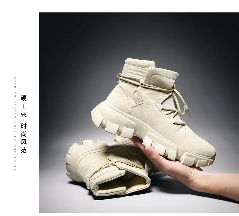 Autumn& Winter New Style Korean-style Versitile Fashion Hight-top MEN'S Shoes Trend Casual Sports Shoes Students Tide MEN'S Fla