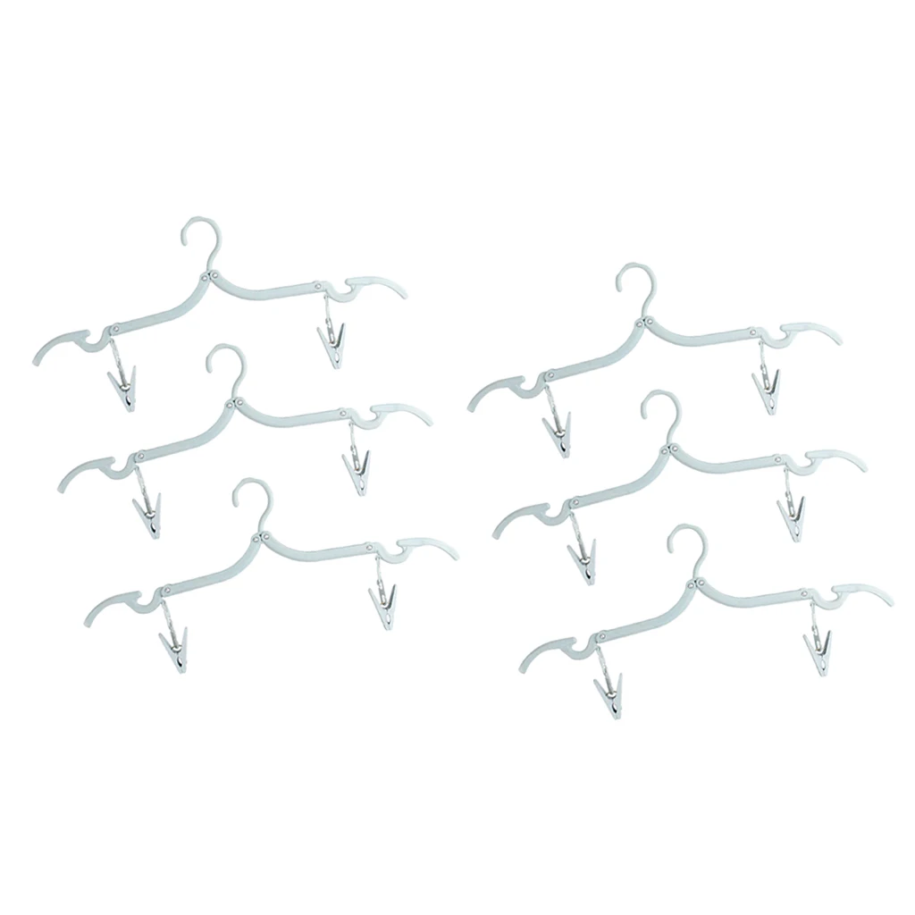 6Pcs Outdoor Camping Folding Plastic Clothes Hook, Travelling Hanger Racks