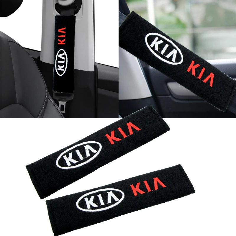 

2pcs Car Badge Car Seat Belt Cover Shoulder Pads Car Styling For KIA K2 K3 K5 Sorento Sportage R Rio Soul cap car styling Auto