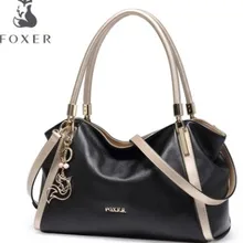 FOXER фирменный дизайн женские мягкие сумки из натуральной кожи высокого качества женские из воловьей кожи большой размер сумка на плечо модная сумка